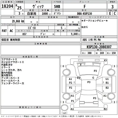 Toyota VITZ  с аукциона в Японии