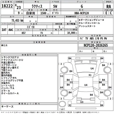 Toyota RACTIS  с аукциона в Японии