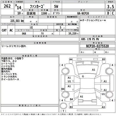 Toyota FUNCARGO  с аукциона в Японии