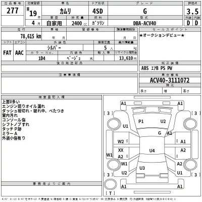 Toyota CAMRY  с аукциона в Японии
