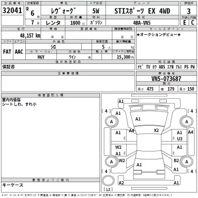Subaru LEVORG  с аукциона в Японии