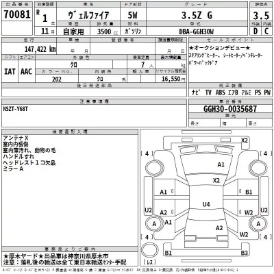 Toyota VELLFIRE  с аукциона в Японии
