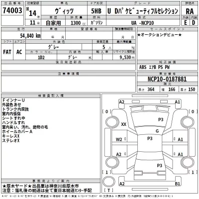 Toyota VITZ  с аукциона в Японии