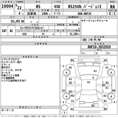 Lexus HS  с аукциона в Японии