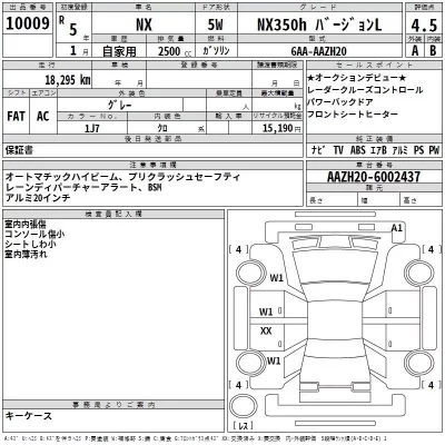 Lexus NX  с аукциона в Японии