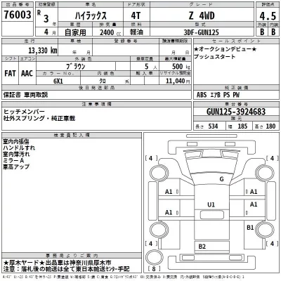Toyota HILUX  с аукциона в Японии