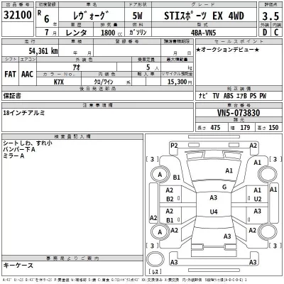 Subaru LEVORG  с аукциона в Японии