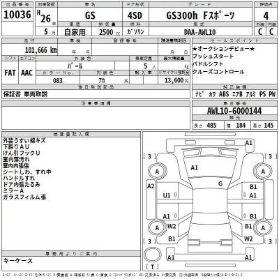 Lexus GS  с аукциона в Японии