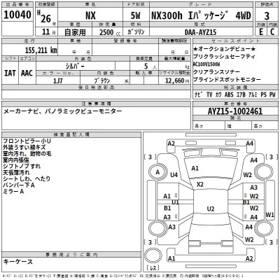Lexus NX  с аукциона в Японии