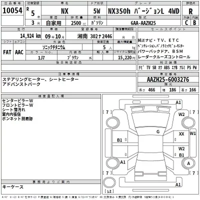 Lexus NX  с аукциона в Японии