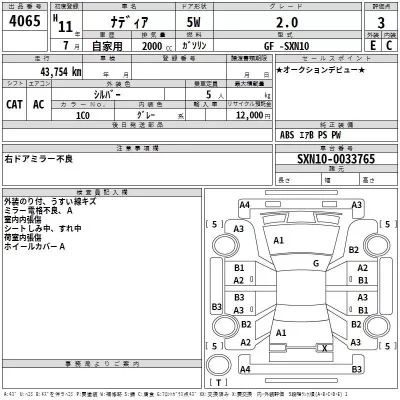 Toyota NADIA  с аукциона в Японии