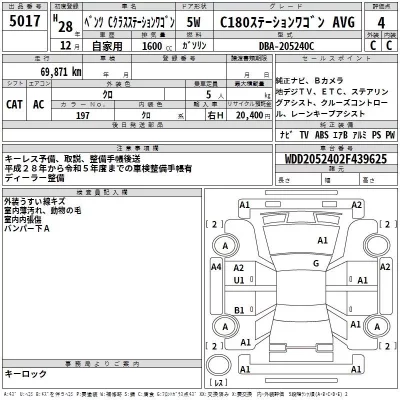 Mercedes-Benz C CLASS WAGON  с аукциона в Японии