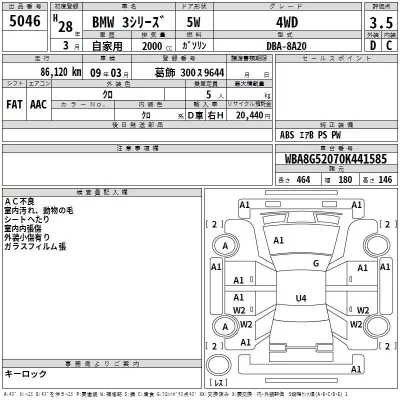 BMW 3-Series  с аукциона в Японии