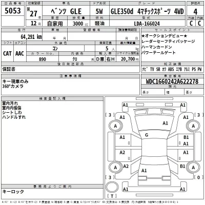 Mercedes-Benz GLE-Class  с аукциона в Японии