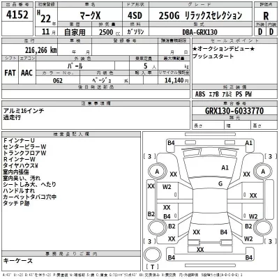 Toyota MARK X  с аукциона в Японии