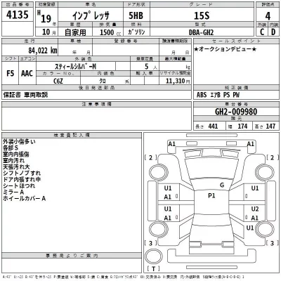 Subaru IMPREZA  с аукциона в Японии