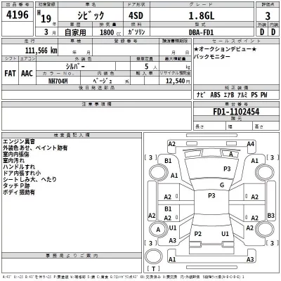 Honda CIVIC  с аукциона в Японии