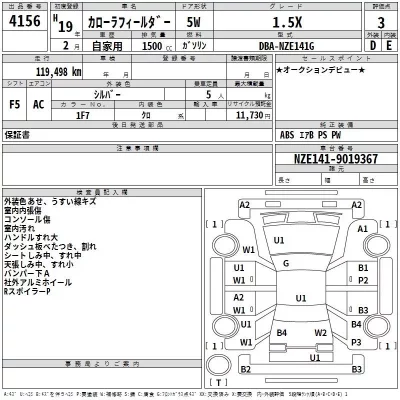 Toyota COROLLA FIELDER  с аукциона в Японии