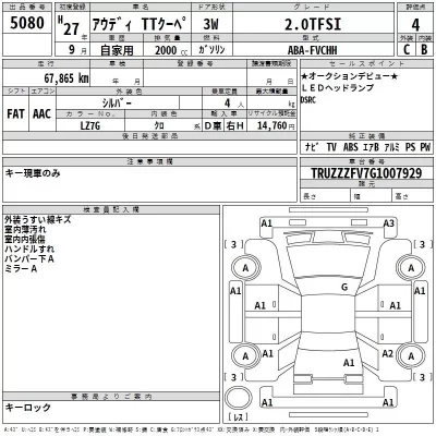 Audi TT  с аукциона в Японии