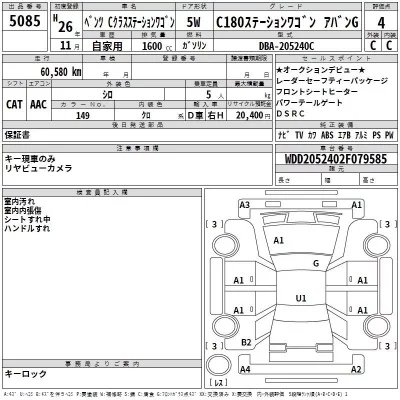Mercedes-Benz C CLASS WAGON  с аукциона в Японии