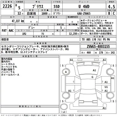 Toyota PRIUS  с аукциона в Японии