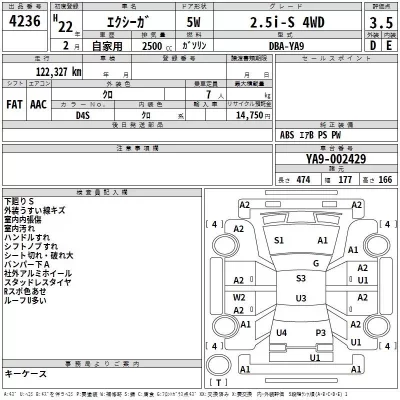 Subaru EXIGA  с аукциона в Японии
