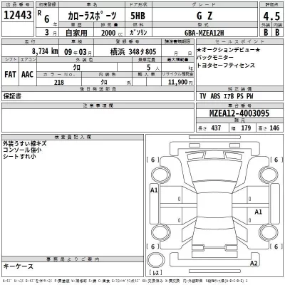 Toyota COROLLA SPORT  с аукциона в Японии