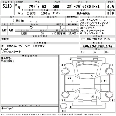 Audi A3  с аукциона в Японии
