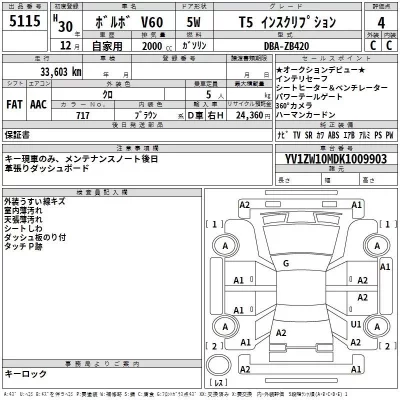 Volvo V60  с аукциона в Японии