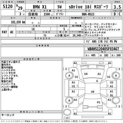 BMW X1  с аукциона в Японии