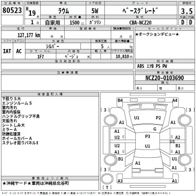 Toyota RAUM  с аукциона в Японии