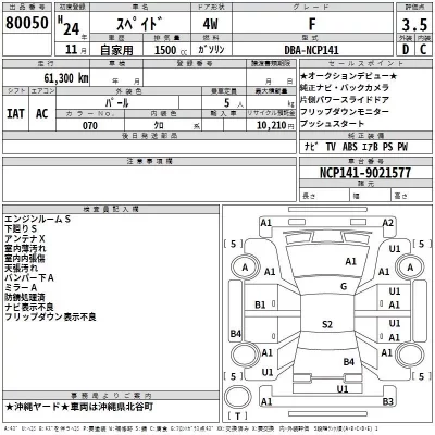 Toyota SPADE  с аукциона в Японии