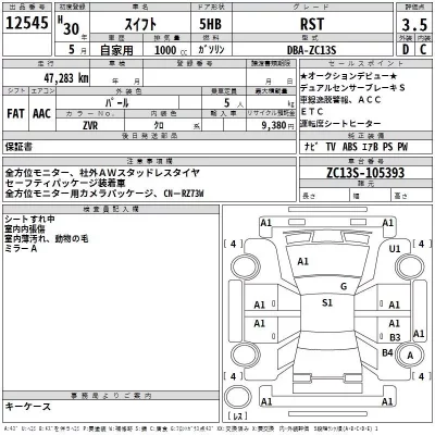 Suzuki SWIFT  с аукциона в Японии
