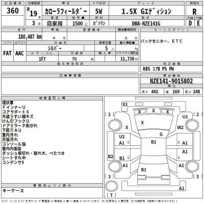 Toyota COROLLA FIELDER  с аукциона в Японии