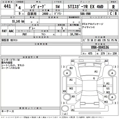 Subaru LEVORG  с аукциона в Японии