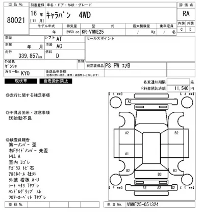 Nissan CARAVAN VAN  с аукциона в Японии