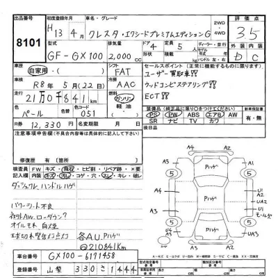Toyota CRESTA  с аукциона в Японии