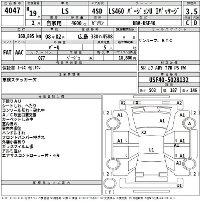 Lexus LS  с аукциона в Японии