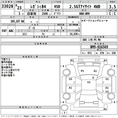 Subaru LEGACY B4  с аукциона в Японии