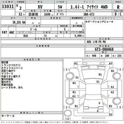 Subaru XV  с аукциона в Японии