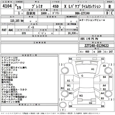 Toyota PREMIO  с аукциона в Японии