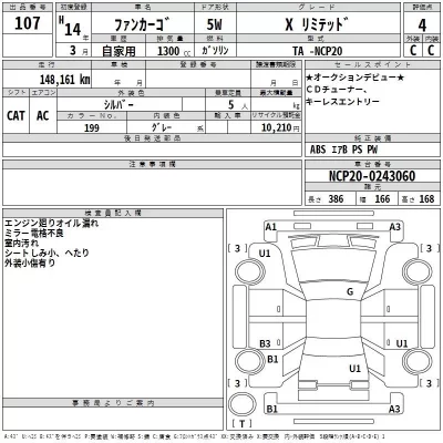 Toyota FUNCARGO  с аукциона в Японии