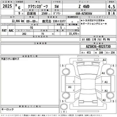 Toyota CROWN SPORT  с аукциона в Японии