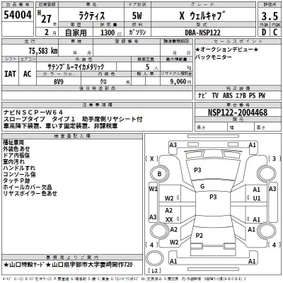 Toyota RACTIS  с аукциона в Японии