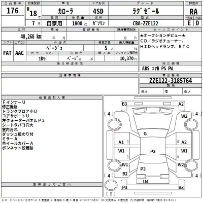 Toyota COROLLA  с аукциона в Японии