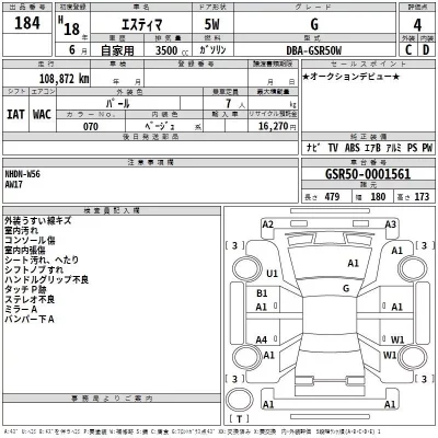 Toyota ESTIMA  с аукциона в Японии