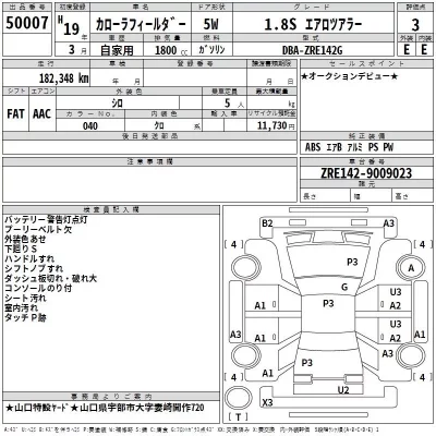 Toyota COROLLA FIELDER  с аукциона в Японии