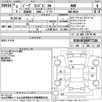 Chrysler JEEP COMPASS  с аукциона в Японии