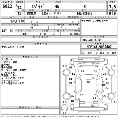 Toyota SPADE  с аукциона в Японии