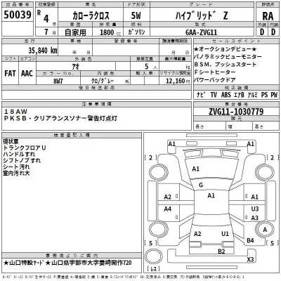 Toyota COROLLA CROSS  с аукциона в Японии